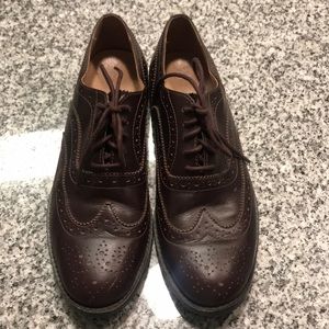 Maroon Lands End Wingtip Oxfords
